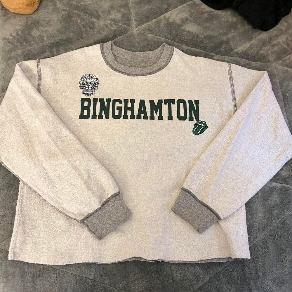 Custom SUNY Binghamton University inside-out grey crewneck size M/L